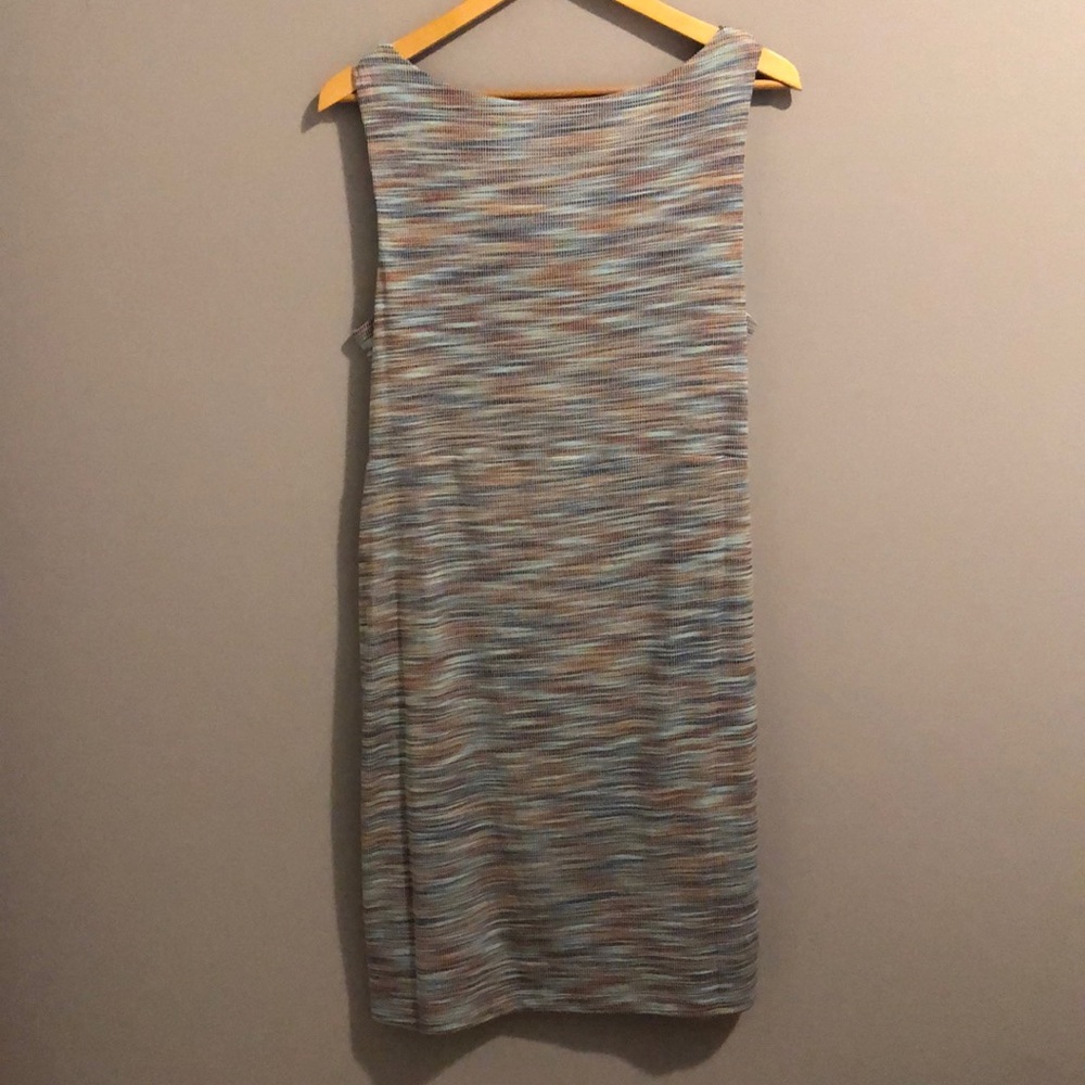 NWTS ANTHROPOLOGIE CHIC COWL NECK BLUE MARLED RUCHED DRESS (LP) - Picture 9 of 17